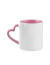  Tasse de couleur intérieure/poignée de 11 oz avec poignée en forme de cœur-rose