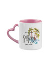  Tasse de couleur intérieure/poignée de 11 oz avec poignée en forme de cœur-rose