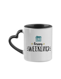  11oz Inner/Handle Color Mug with Heart Handle-Black 2