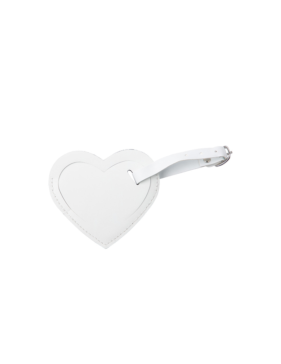 Étiquette de bagage en cuir PU double face (blanc, forme de coeur)