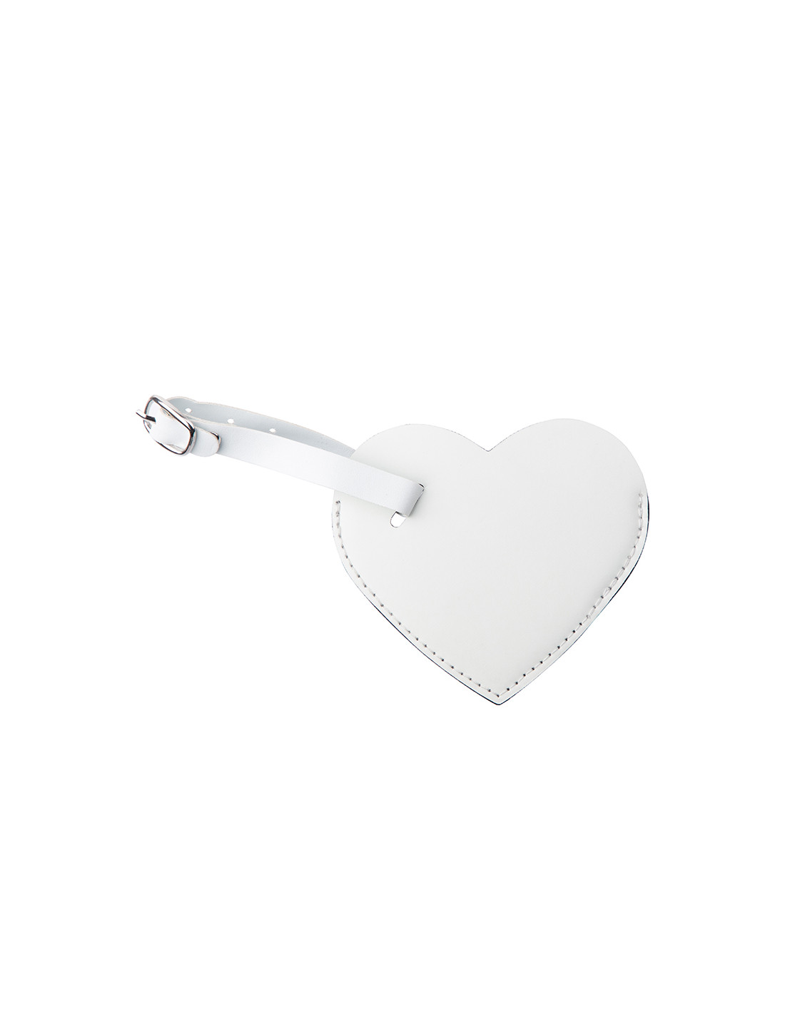 Étiquette de bagage en cuir PU double face (blanc, forme de coeur)