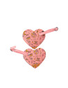 Étiquette de bagage en cuir PU double face (rose, forme de coeur)