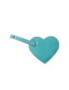 Étiquette de bagage en cuir PU double face (vert, forme de coeur)