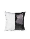 Housse de coussin à paillettes (noir/blanc)
