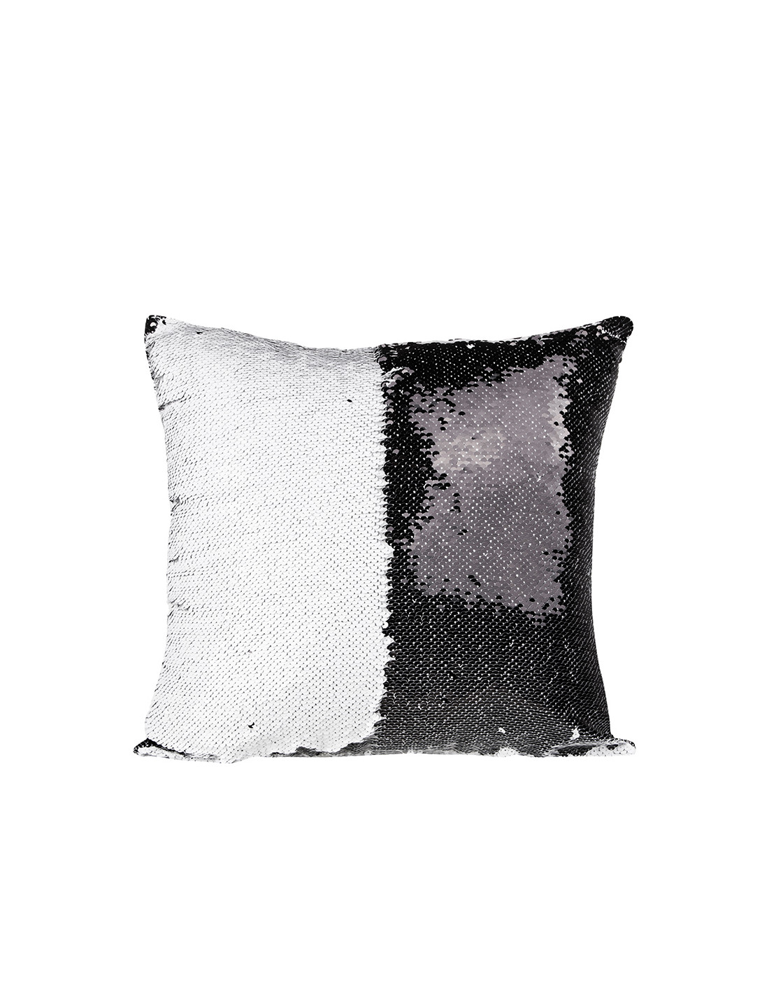 Housse de coussin à paillettes (noir/blanc)