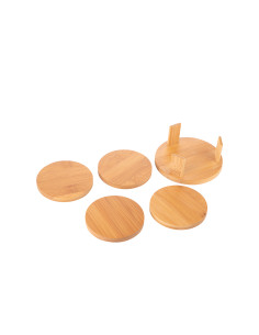 Ensemble de 4 dessous de verre ronds en bambou (9,5 cm) 2