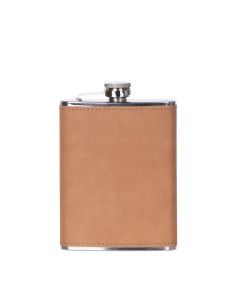 Frasco de acero inoxidable de 8 oz/240 ml con tapa de PU (marrón claro)