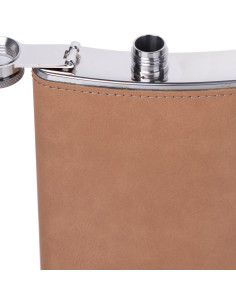 Frasco de acero inoxidable de 8 oz/240 ml con tapa de PU (marrón claro) 2