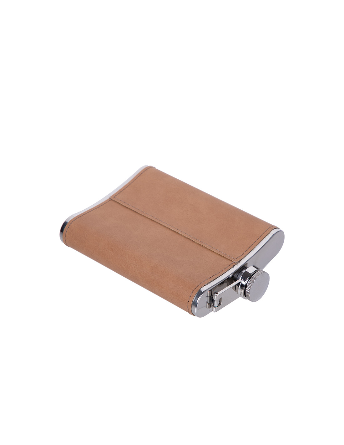 Flacon en acier inoxydable de 8 oz/240 ml avec couvercle en PU (marron clair)