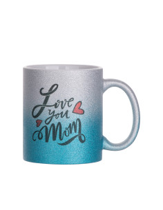 Tasse à paillettes à fond dégradé de 11 oz/330 ml (argent + bleu clair) 2