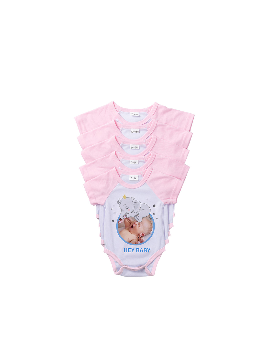 Combinaison bébé manches courtes Raglan XL (rose, 12-18 mois)