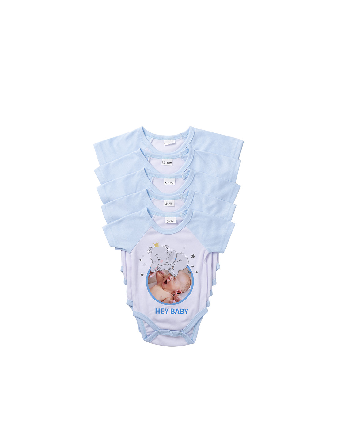 Combinaison bébé manches courtes Raglan M (bleu clair, 3-6M)