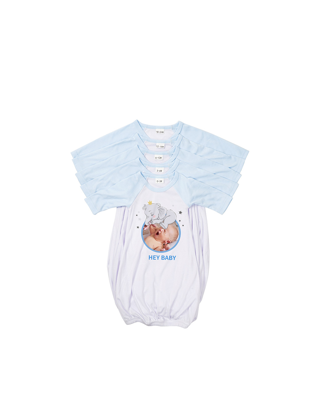 Chemise de nuit bébé manches longues Raglan L (bleu clair, 6-12M)