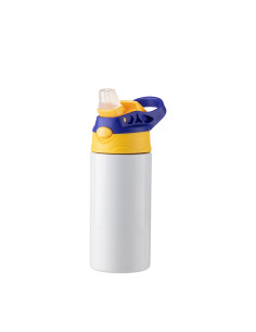 Bouteille en acier inoxydable pour enfants de 12 oz/360 ml avec paille en silicone et bouchon bleu (blanc) 2