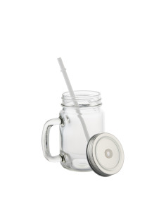Pot Mason de 12 oz/350 ml avec paille (transparent) 2