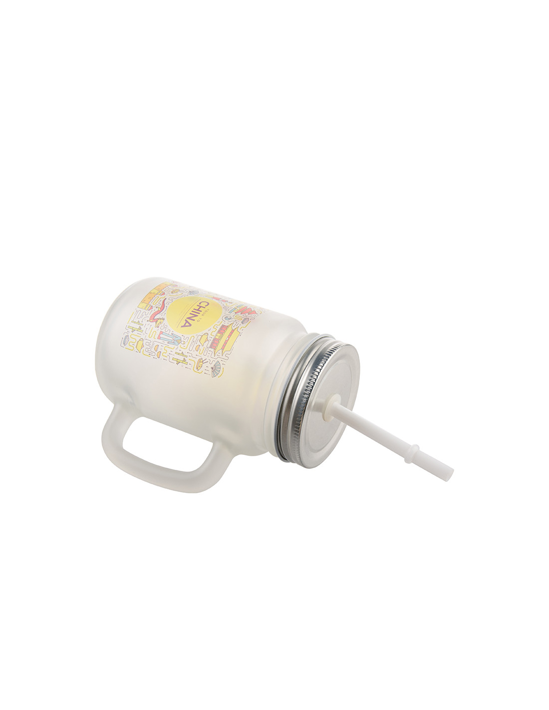 Pot Mason de 12 oz/350 ml avec paille (givré)