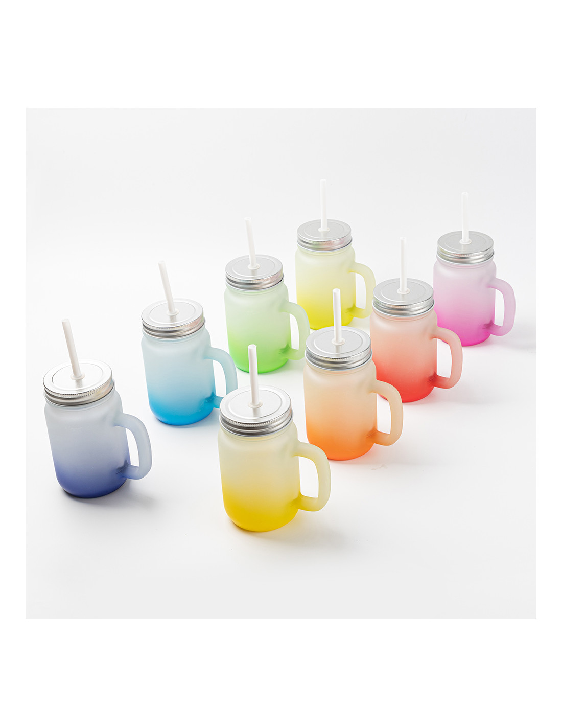Pot Mason de 12 oz/350 ml avec paille (givré)