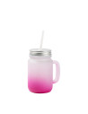 Pot Mason 12oz/350ml avec paille (givré, dégradé rose rouge)