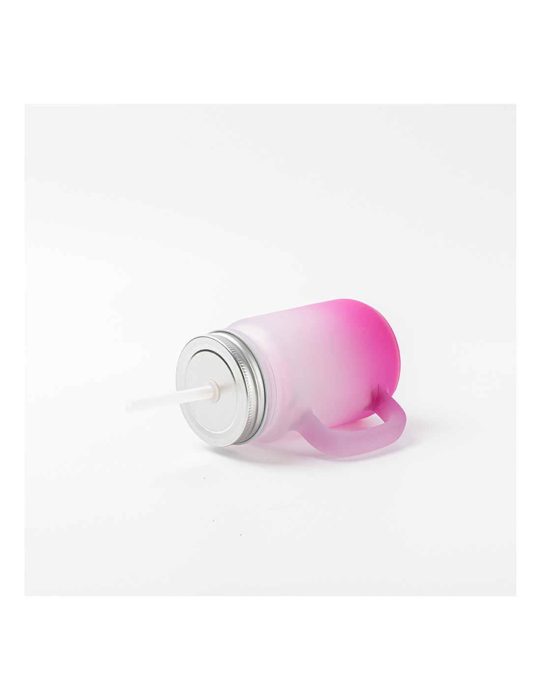 Pot Mason 12oz/350ml avec paille (givré, dégradé rose rouge)
