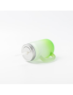 Pot Mason de 12 oz/350 ml avec paille (givré, vert dégradé) 2
