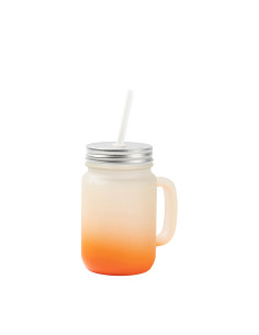 Pot Mason de 12 oz/350 ml avec paille (givré, orange dégradé)