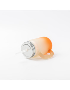 Pot Mason de 12 oz/350 ml avec paille (givré, orange dégradé) 2