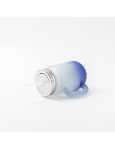 Pot Mason 12oz/350ml avec paille (givré, dégradé bleu foncé) 2