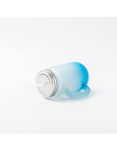 Pot Mason 12oz/350ml avec paille (givré, dégradé bleu clair) 2