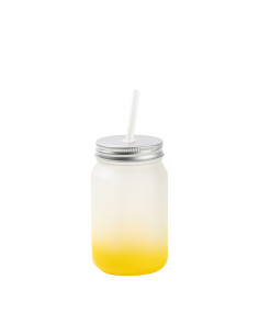 Pot Mason de 15 oz/450 ml sans poignée (givré, jaune dégradé)
