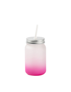 Pot Mason de 15 oz/450 ml sans poignée (givré, dégradé rose rouge)