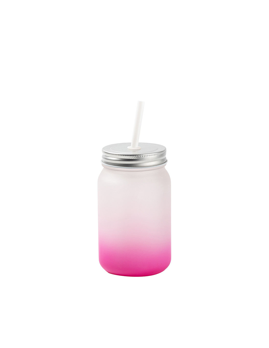 Pot Mason de 15 oz/450 ml sans poignée (givré, dégradé rose rouge)