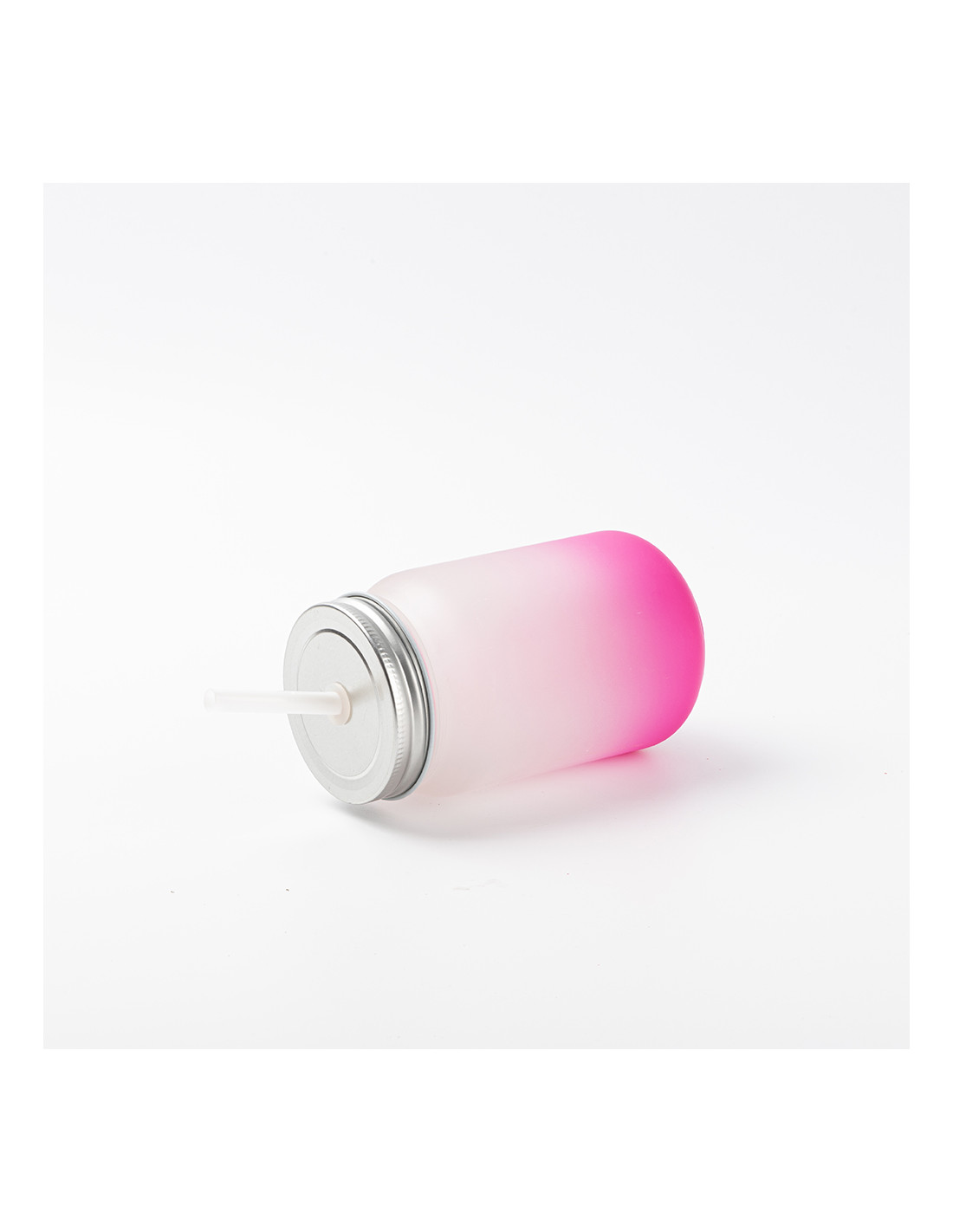 Pot Mason de 15 oz/450 ml sans poignée (givré, dégradé rose rouge)
