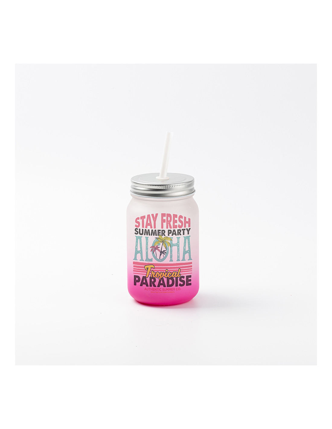 Pot Mason de 15 oz/450 ml sans poignée (givré, dégradé rose rouge)
