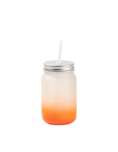 Pot Mason de 15 oz/450 ml sans poignée (givré, orange dégradé)