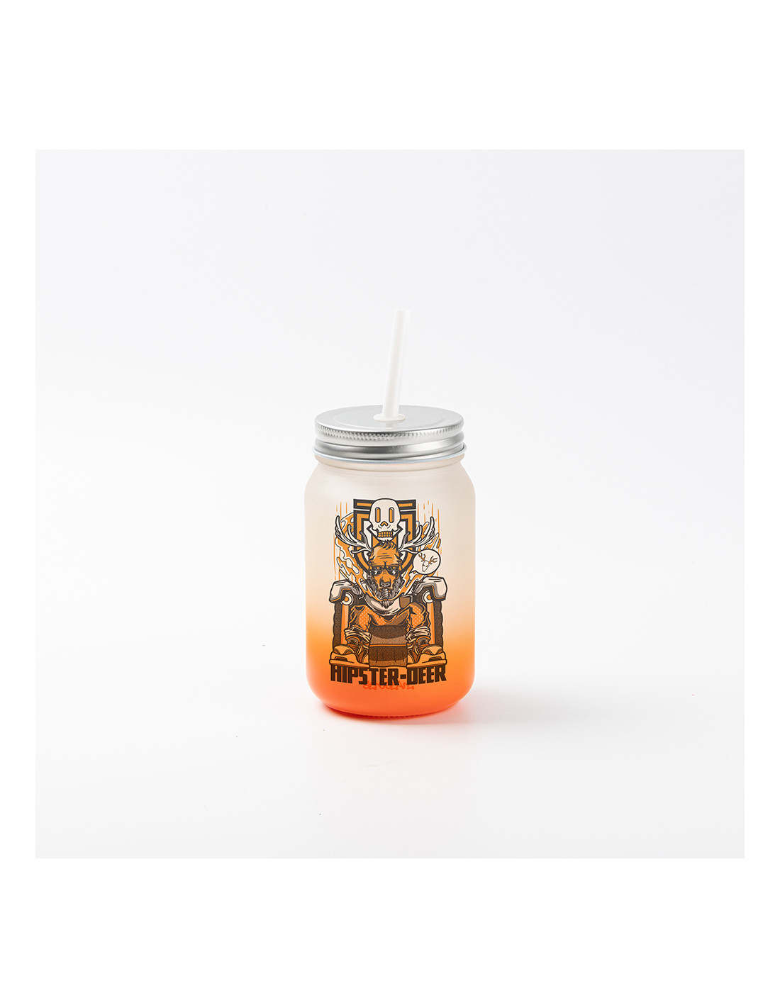 Pot Mason de 15 oz/450 ml sans poignée (givré, orange dégradé)