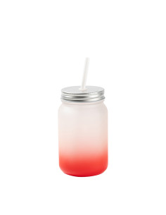Pot Mason de 15 oz/450 ml sans poignée (givré, rouge dégradé)