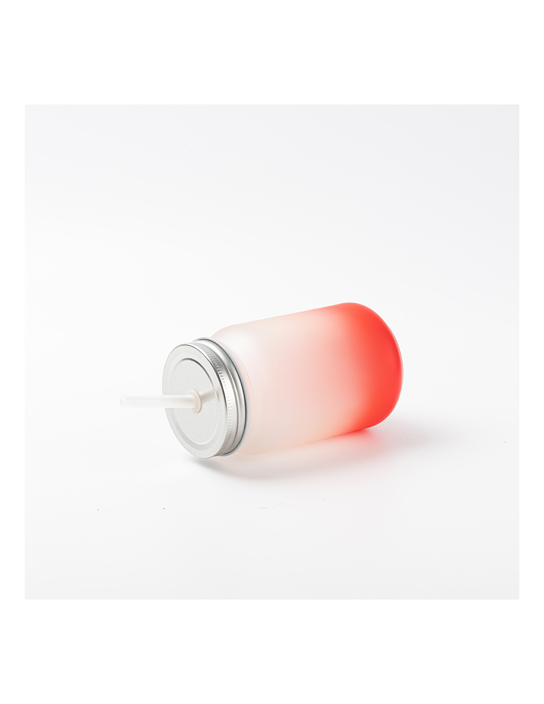 Pot Mason de 15 oz/450 ml sans poignée (givré, rouge dégradé)