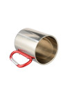 Tasse en acier inoxydable de 300 ml avec poignée mousqueton rouge (argent)