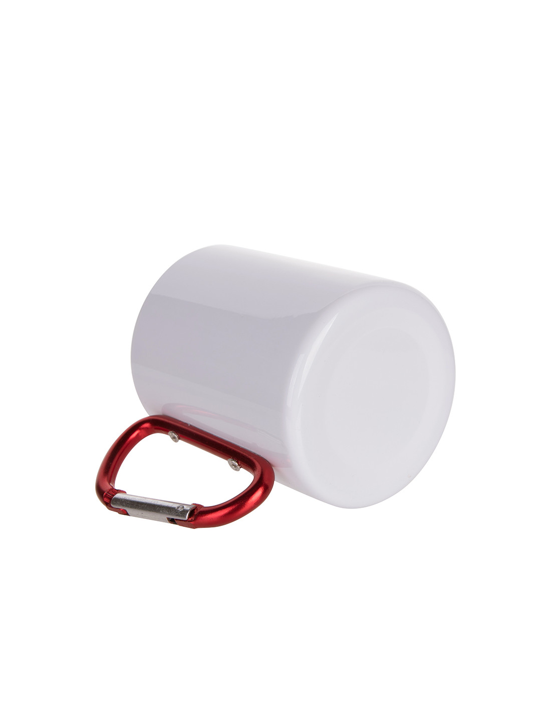 Tasse en acier inoxydable de 300 ml avec poignée mousqueton rouge (blanc)