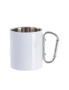 Tasse en acier inoxydable de 300 ml avec poignée mousqueton argentée (blanc)