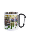 Tasse en acier inoxydable de 300 ml avec poignée mousqueton noire (blanc)