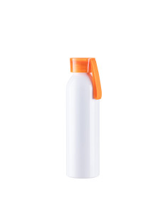 Botella de aluminio delgada deportiva portátil de 22 oz / 650 ml con tapa naranja (blanca)