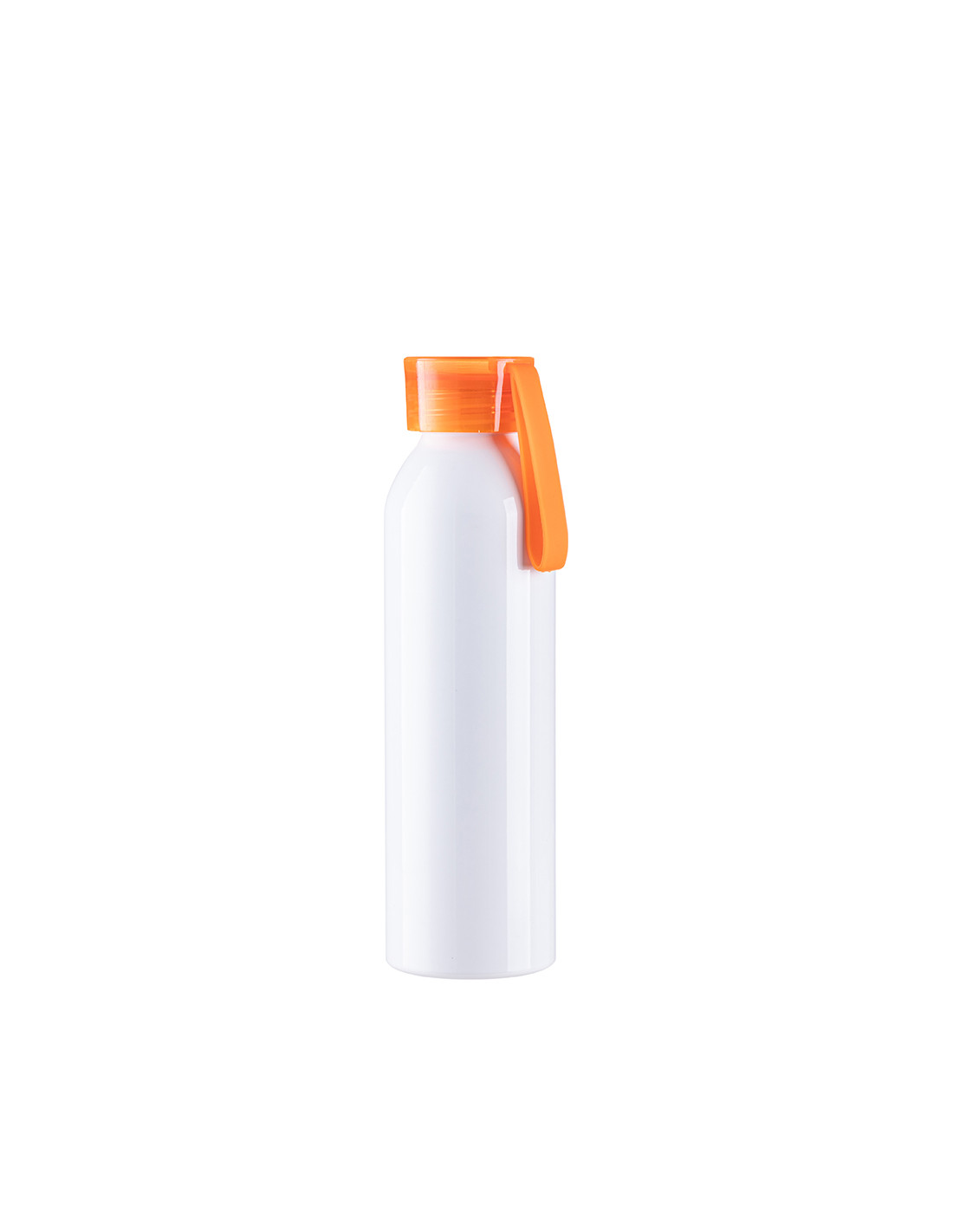 Bouteille en aluminium mince de sport portative de 22 oz/650 ml avec bouchon orange (blanc)