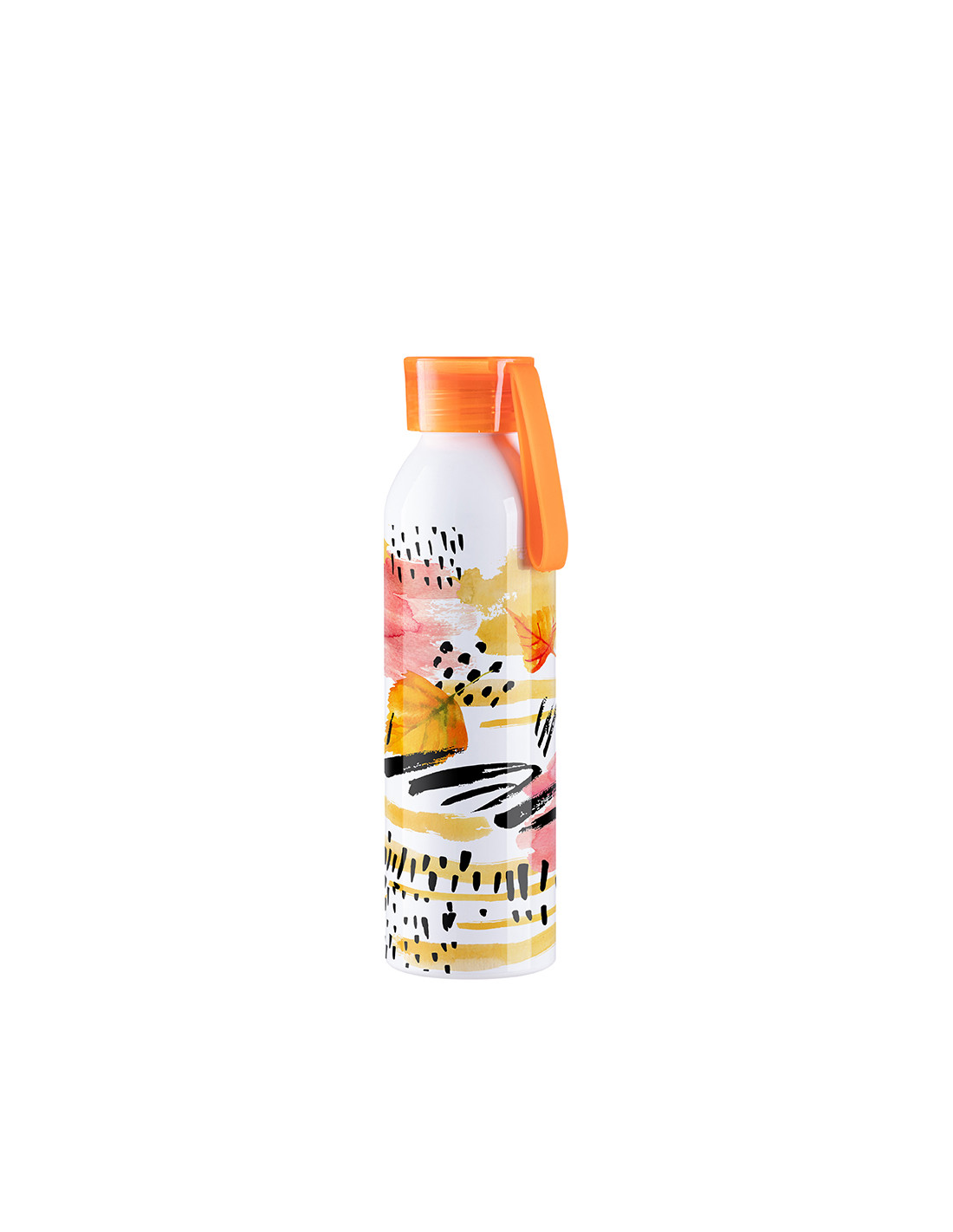 Bouteille en aluminium mince de sport portative de 22 oz/650 ml avec bouchon orange (blanc)