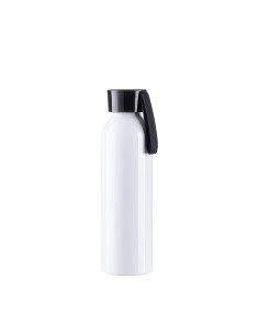 Botella de aluminio delgada deportiva portátil de 22 oz / 650 ml con tapa negra (blanca)