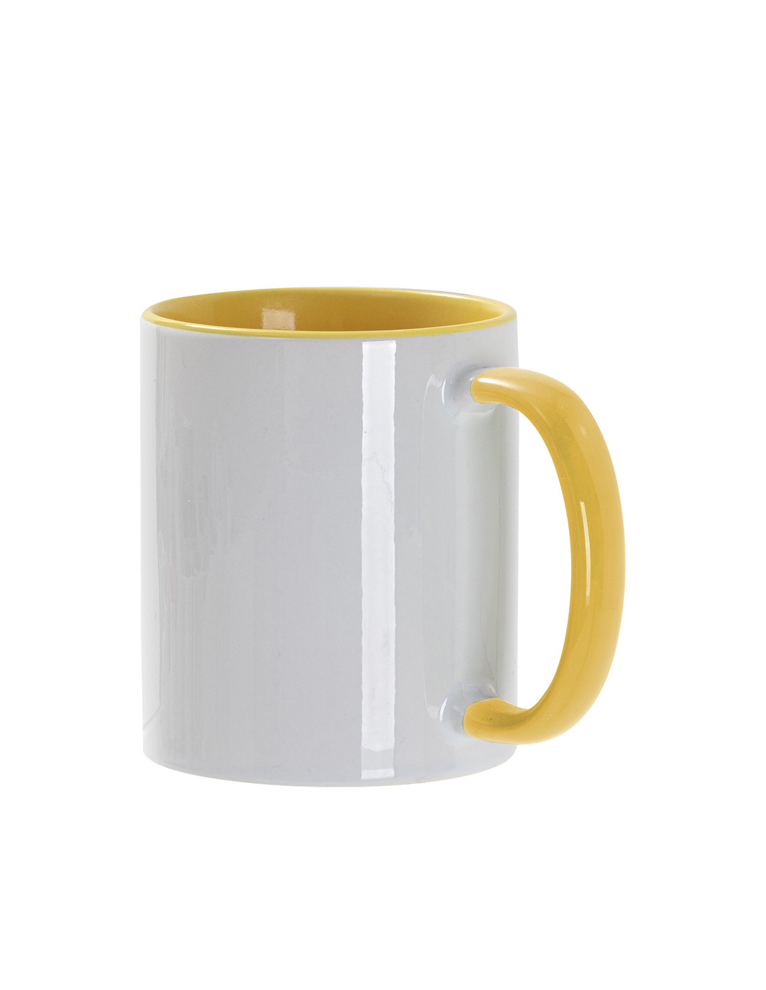 Tasse de couleur intérieure/poignée de 11 oz, jaune
