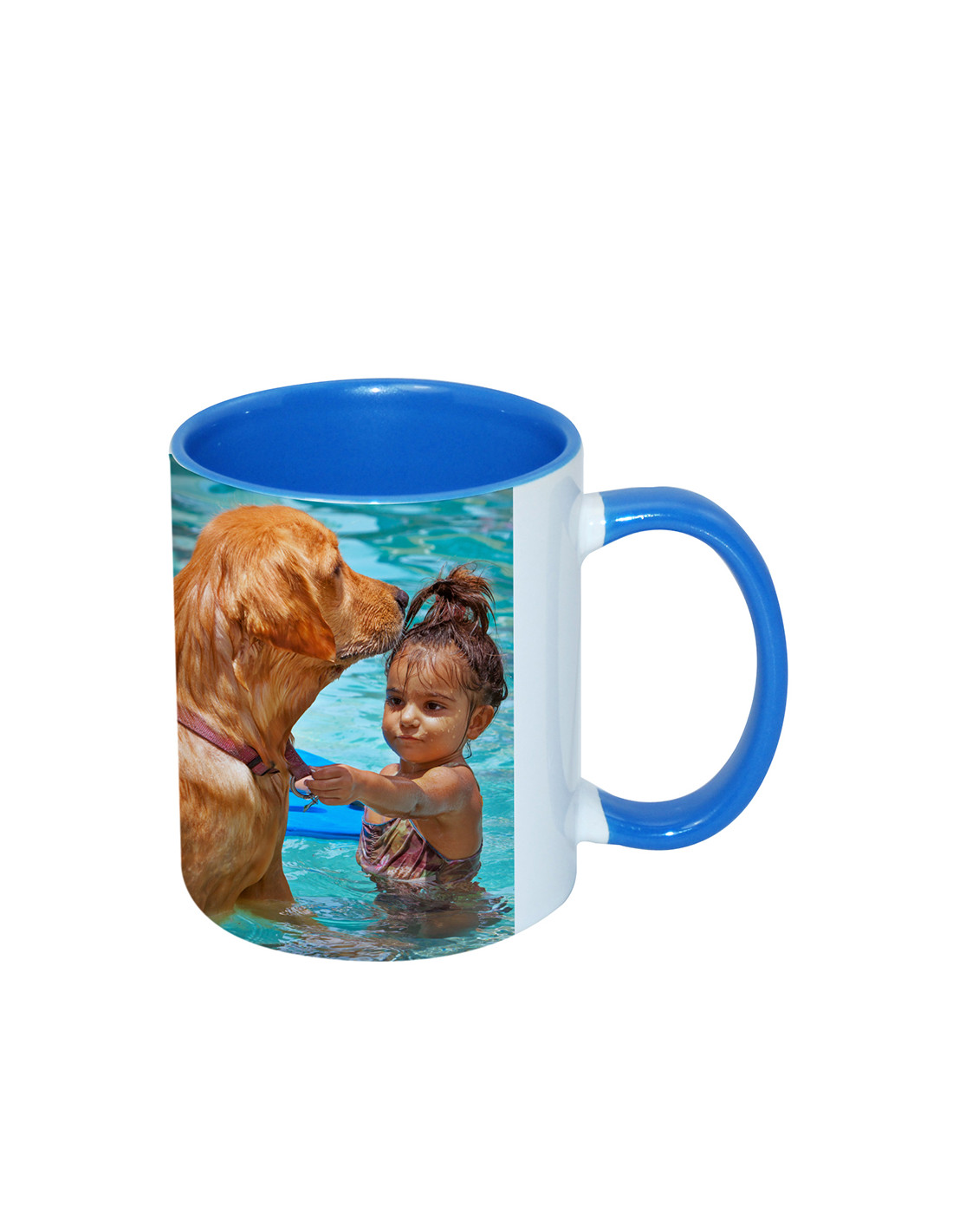 Tasse de couleur intérieure/poignée de 11 oz, bleu clair