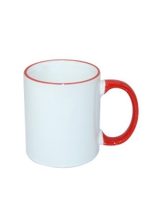Tasse à poignée à bord de 11 oz - Rouge 2