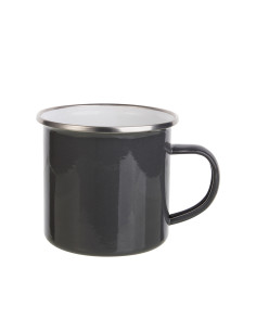 Tasse en émail coloré de 12 oz/360 ml (gris noir)