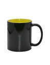 Tasse à changement de couleur noire de 11 oz (couleur intérieure) - Jaune